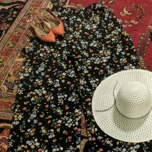 Flower Print Wide Leg Pants